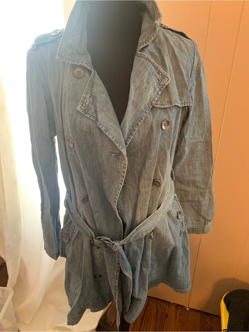 Medium Max Jeans Denim Trench Coat - Light Blue Women's Jacket